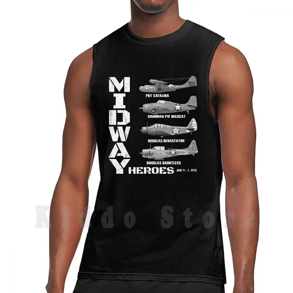 The Battle Of Midway Plane Spotting American Ww2 Planes Tank Tops Vest 100% Cotton Ww2 Warbirds Battle Of Midway