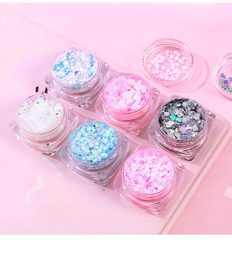 1Box Silver Holographic Sequins Glitter Shimmer Diamond 5 Color Eye Shiny Skin Highlighter Face Glitter Festival Makeup