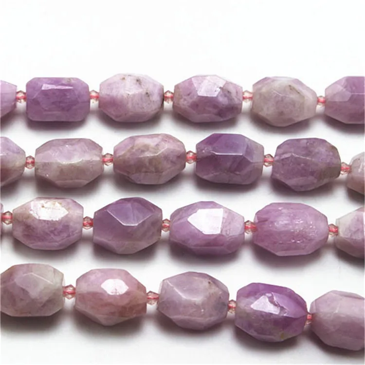 15X20mm Natural Genuine Purple Kunzite Hand Cut Faceted Nugget Loose Beads 15