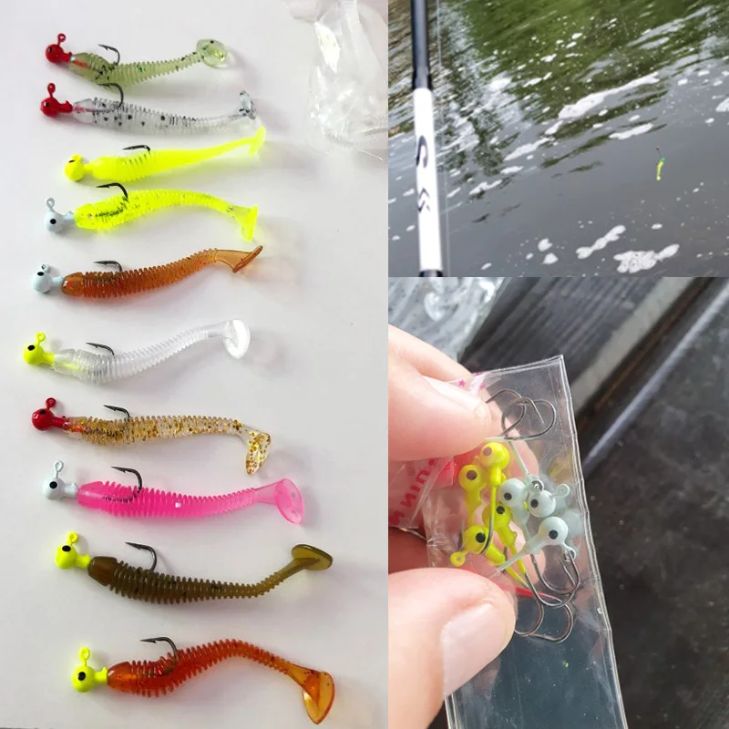 110pcs/Lot Fishing Lure Jigging Wobblers Soft Bait Set 5cm 0.7g Carp Bass Fishing Grub Tackle Artificial Silicone Bait Swimbait