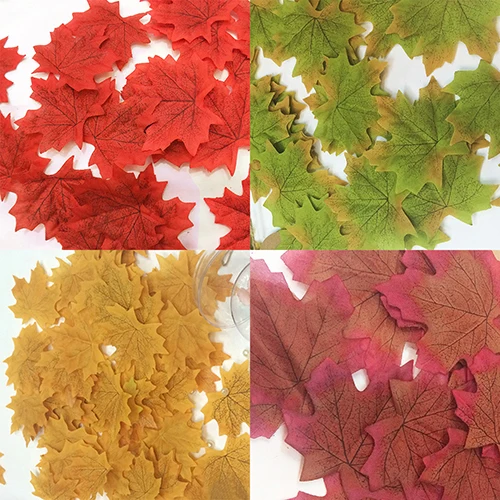 100Pcs Maple Leaves Artificial Simulation Autumn Leaf Halloween Christma Thanksgiving Party Wedding Table Decoration