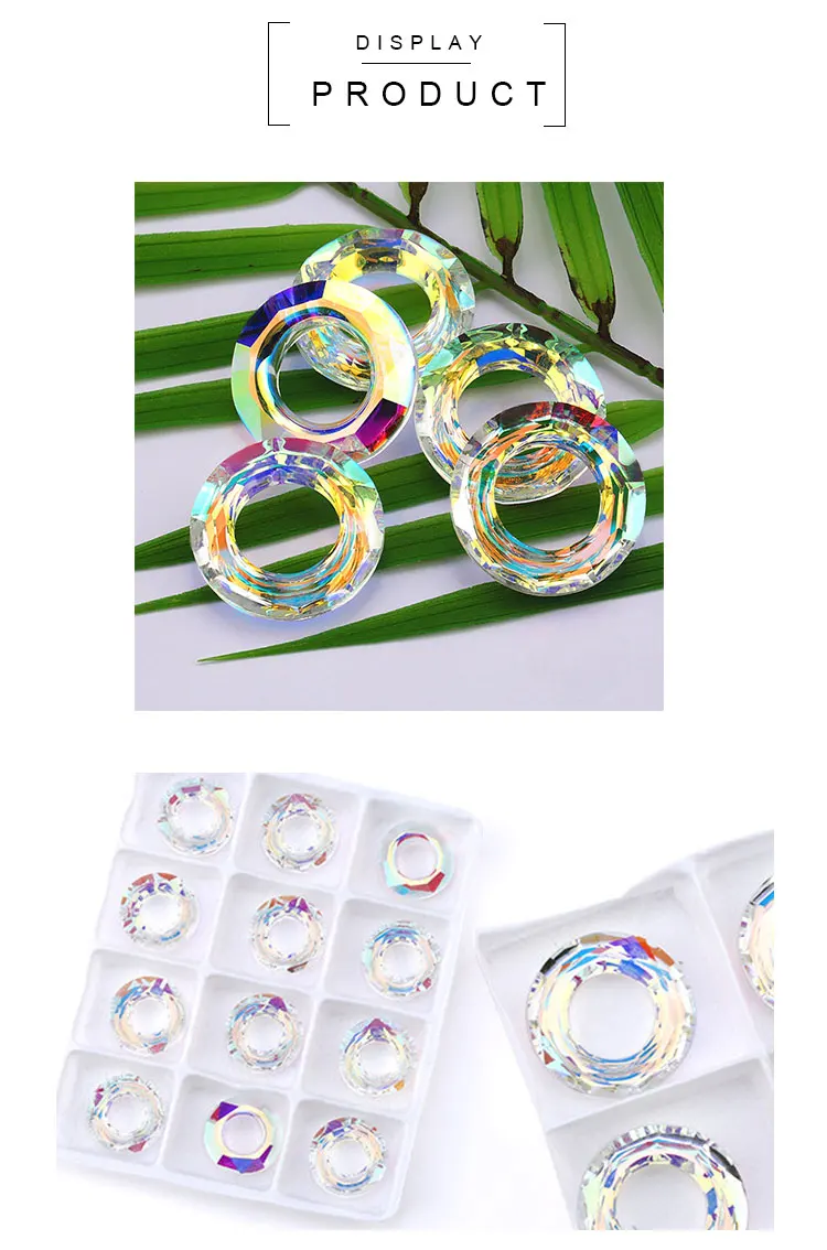 14/30 mm Kristallperlen, AB-Farbe, Glas, ringförmige Ringperlen für Schmuckherstellung, DIY-Schmuckperlen, Halsketten, Ohrringe, Zubehör – Detail 6