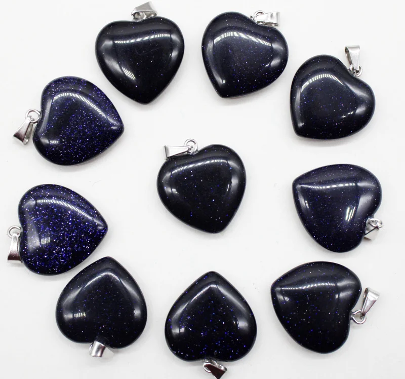 

Wholesale 50pcs 20mm high quality natural Blue sand stone heart pendant for DIY jewelry making necklace pendants