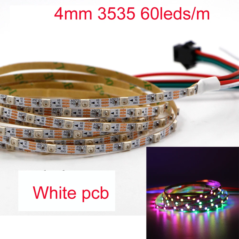 4mm 5mm 8mmDC5V ws2812ic led pixels strip Colorful magic light 5050 3535 RGB SMD addressable 30/60/144leds/m Flexible LED strip