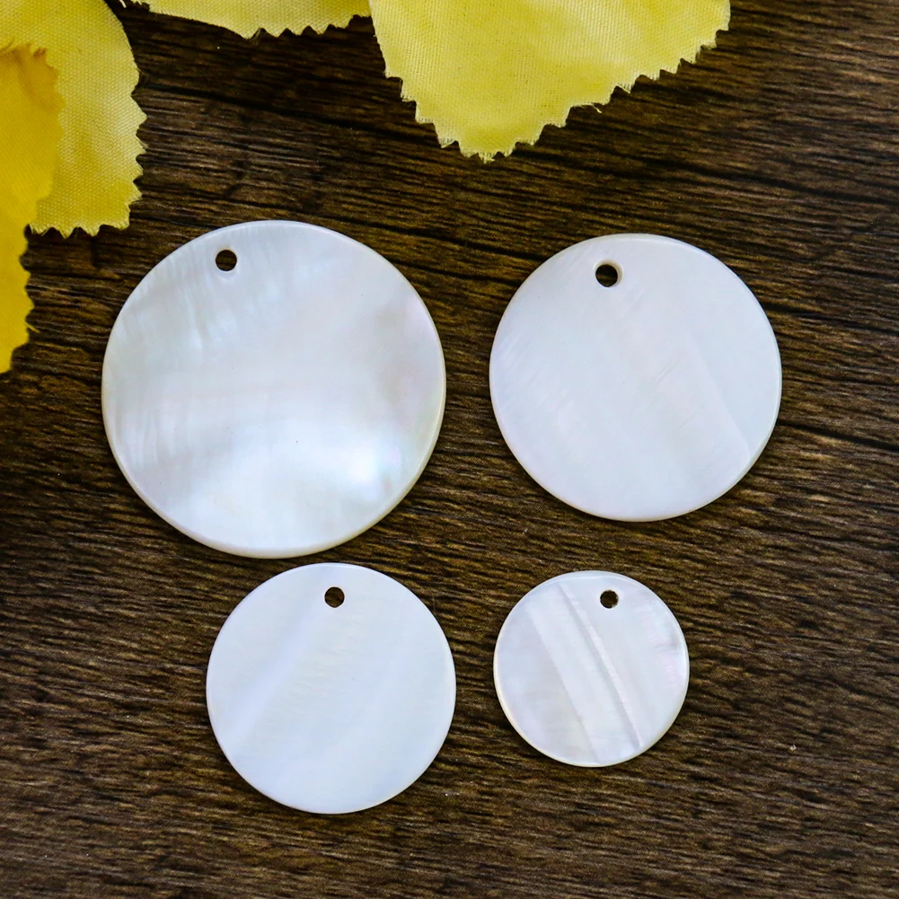 5PC Natural Round Single Hole Shell Piece Pendant Earrings Necklace DIY Hair Accessory Hairpin Jewelry Materials Wholesale