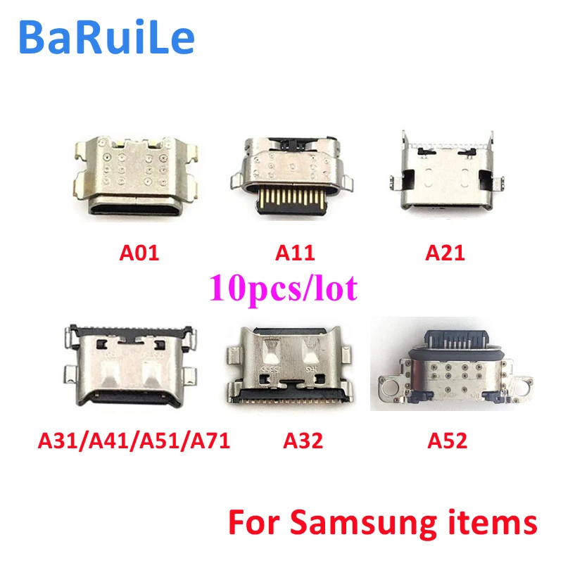 BaRuiLe 10pcs USB Charging Connector Port For Samsung A01 A10 A11 A12 A21 A20S A31 A51 A71 A32 A52 A72 A30 A50S Dock Port