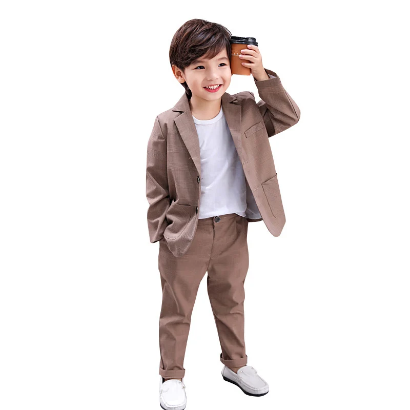 

Korea Boys Summer Jacket+Pants 2Pcs Clothing Set Gentleman Kids Performance Evening Tuxedo Dress Children Enfant Wedding Suit