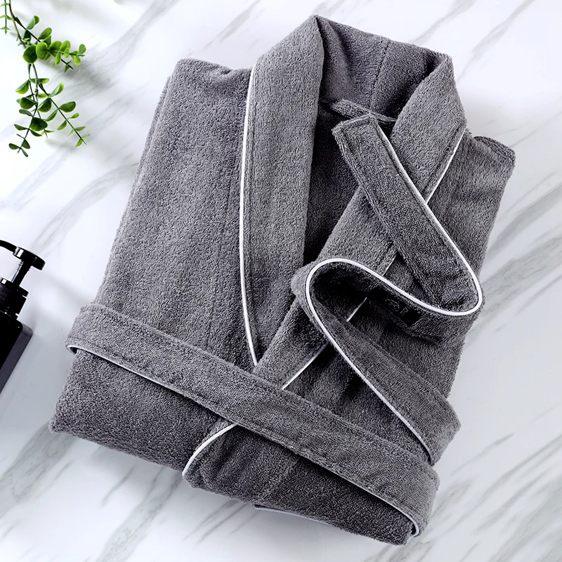 Winter 100% Cotton Long Thick Absorbent Terry Bath Robe Men Thick Waffle Towel Bathrobe Plus Sleepwear Women Dressing Gown