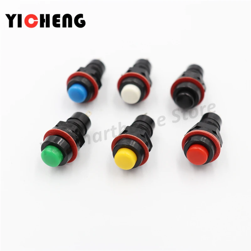 6pcs DS-211 DS-213 Push Button Switch 10mm Momentary / Self Locking Round Button Switch DS211 DS213  miniature