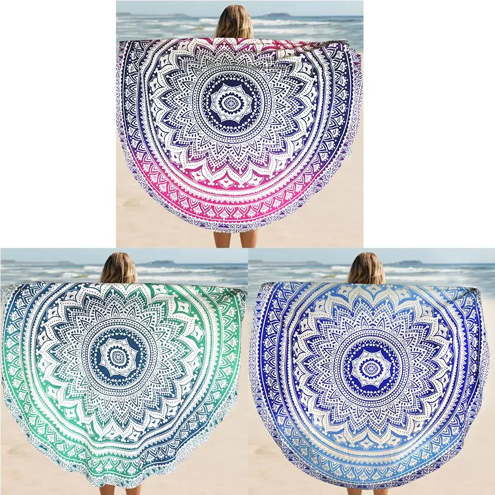 Fader Color Round Chiffon Tippet Tablecloth Beach Towel Round Mat