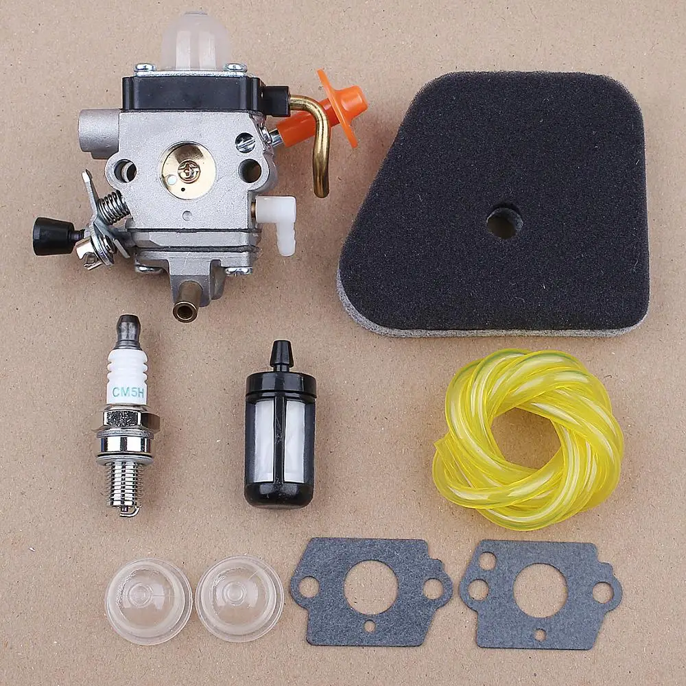 Carburetor Air Filter Spark Plug Fuel Filter Kit for Stihl FS87 FS90 FS100 KM100 FS110 FS130 HT130 Trimmer Engine Zama C1Q-S174