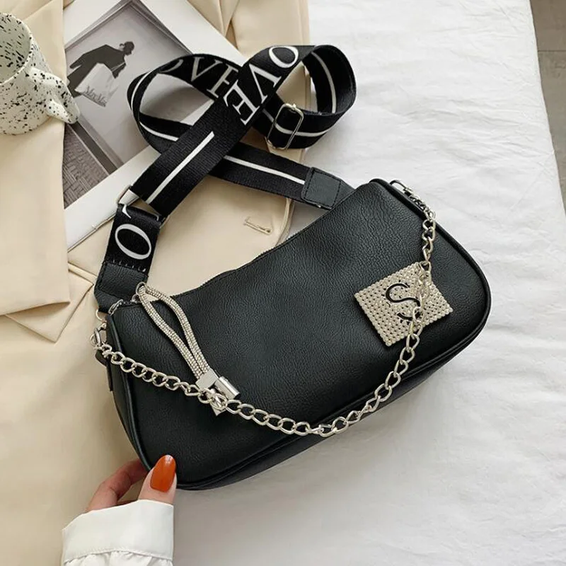 Fashion Wide Strap Crossbody Bags For Women 2021 New Texture Shoulder Bag Large Capacity Handbags Pu Leather Messenger Bags