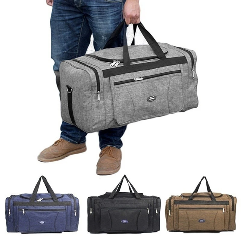 Bolsa de gimnasio Oxford impermeable para hombre, bolsa deportiva de gran capacidad, negra, para viajes, Fitness, fin de semana, durante la noche