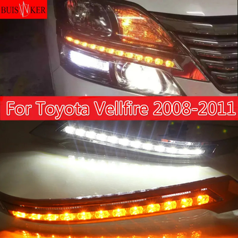 

2PCS DRL For Toyota Vellfire 2008 2009 2010 2011 LED DRL Daytime Running Lights Daylight Waterproof Turn Signal