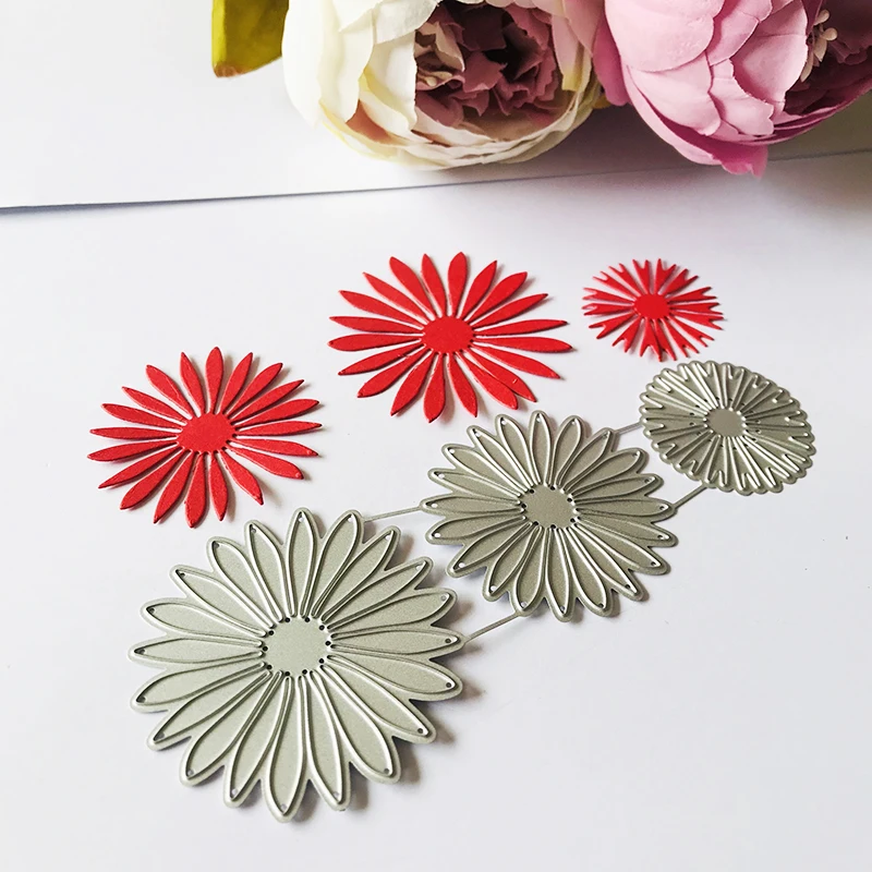 3-piece Flowersun flower Metal Cutting Dies Stencil Scrapbooking DIY Album Stamp Paper Card Embossing Decor Craft