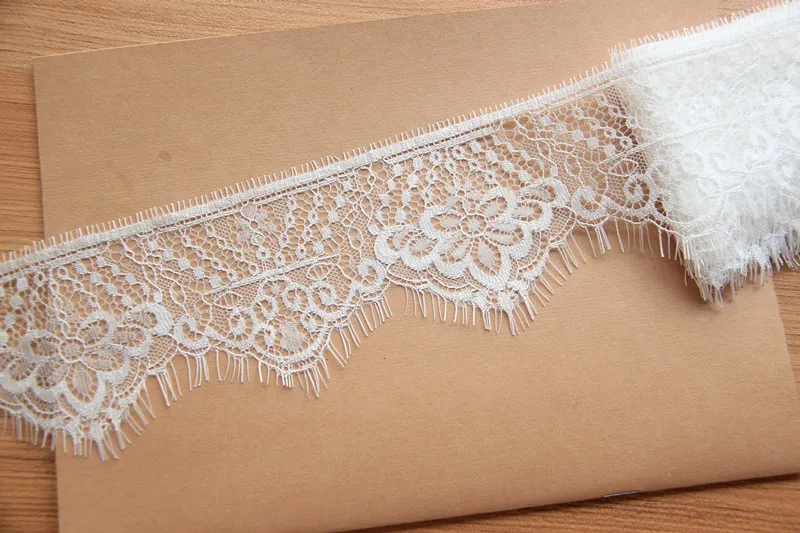 9meter price Single Lace Black and White Eyelash Mesh Embroidery Lace Wide 8cm