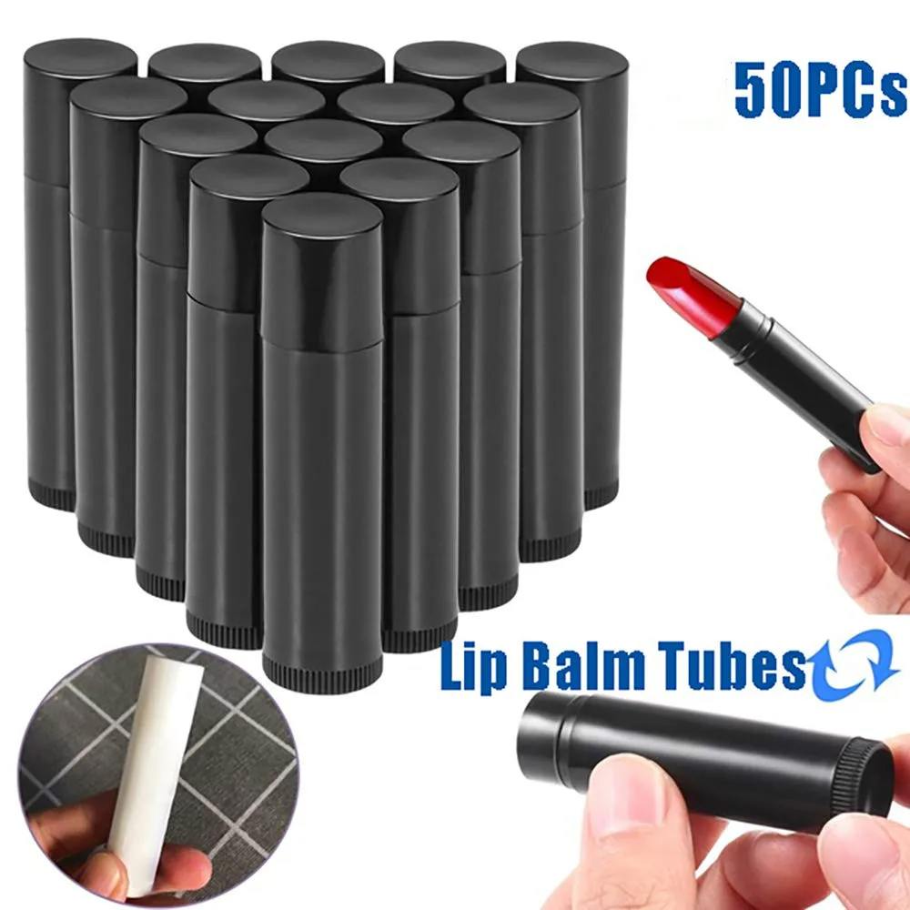 50 Pieces Lip Balm Empty Container Clear Tubes With Twist Bottom And Top Cap, 3/16 Oz (5 Ml)