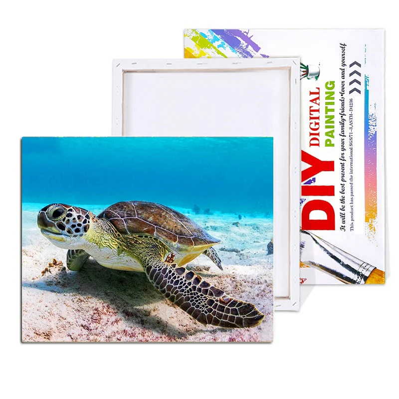 Diy Paint By Numbers Sea Turtle Oil Painting By Numbers Animals On Canvas With Frame Handmade For Adult Kits Gift Home Decor Art