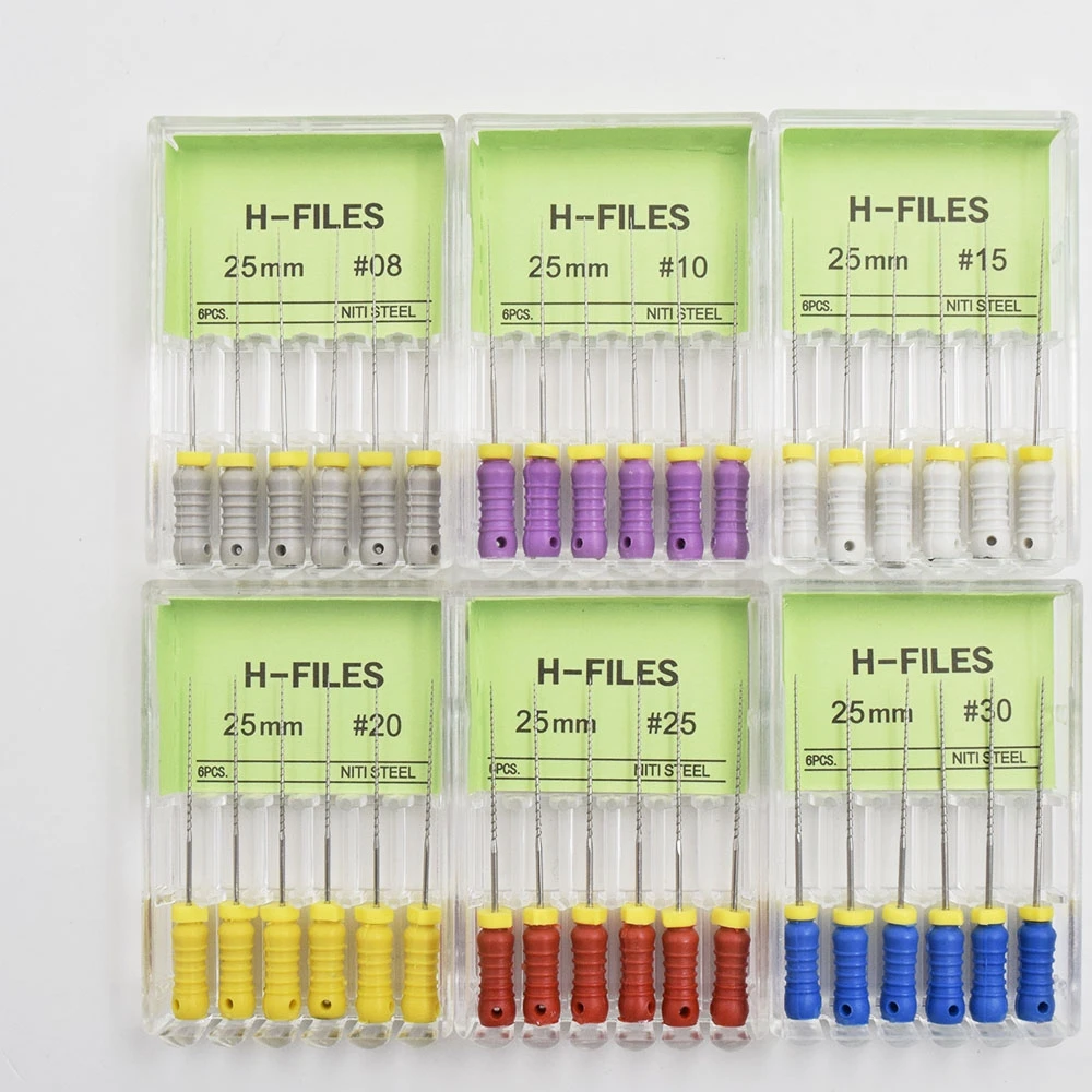 Odontología 25 mm 10 cajas NITI H Limas Uso manual Limas endo Tamaños endodonticos opcionales usados para limpieza de raíces Tamaños 15-40