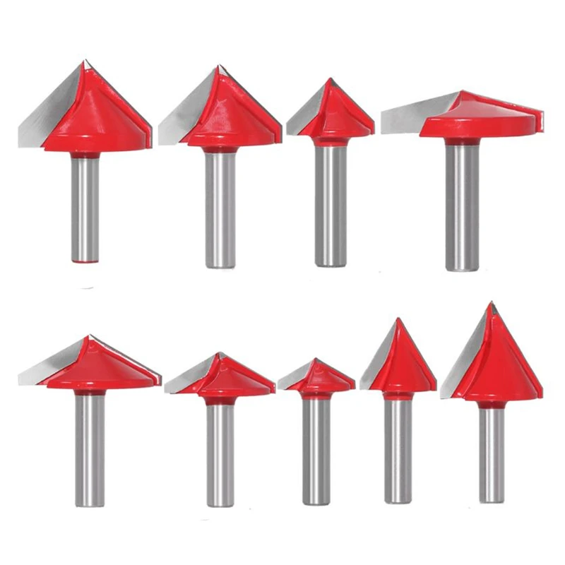 8mm haste v bit cnc fresa de carboneto sólido 3d roteador bits para madeira 60/90/120/150 deg tungstênio carpintaria fresa