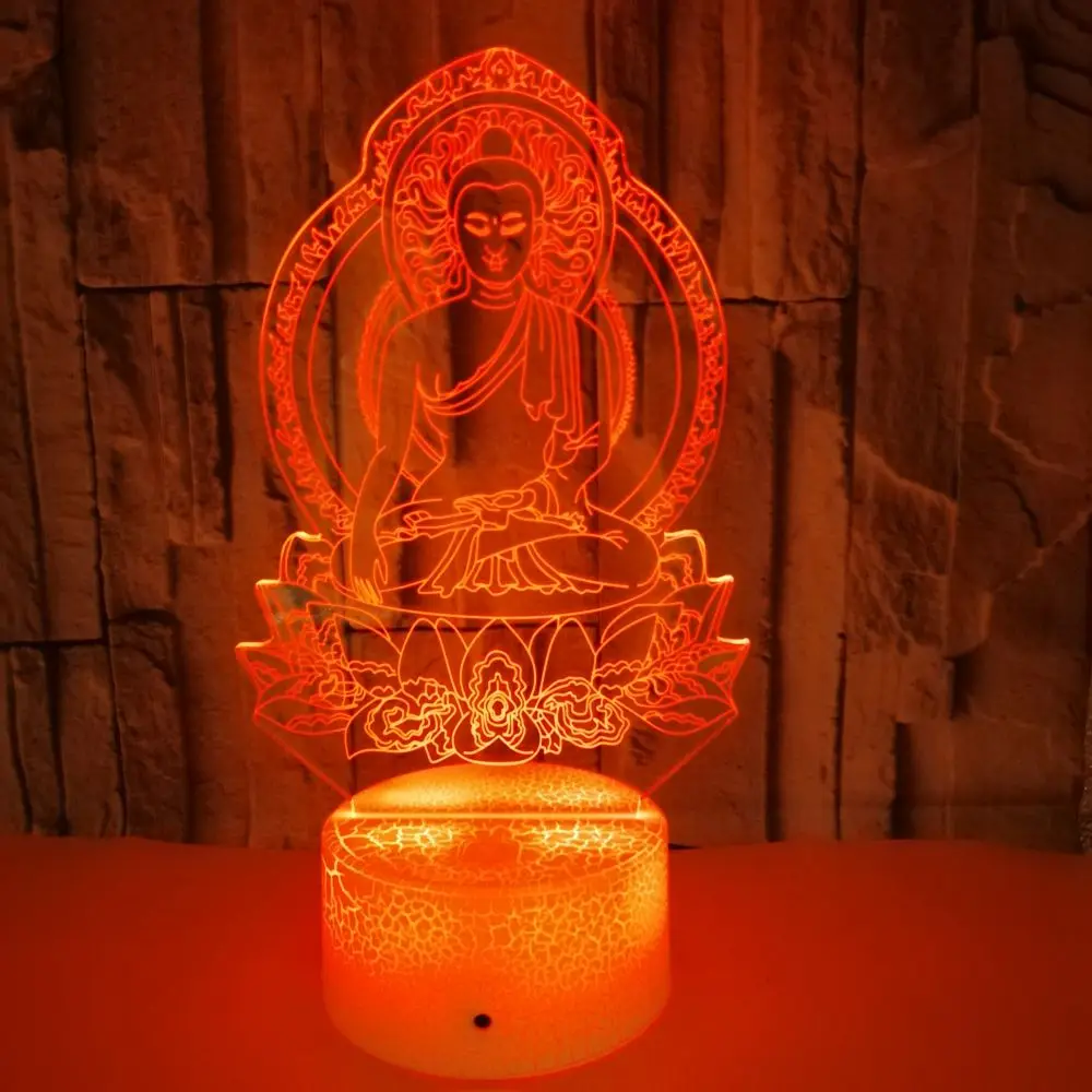 3D Night Light 7 Colorful Usb Buddha Modelling Creative Lamparas Buddhism Table Lamp 3D Led Sleep Lighting For Home Decor Gift