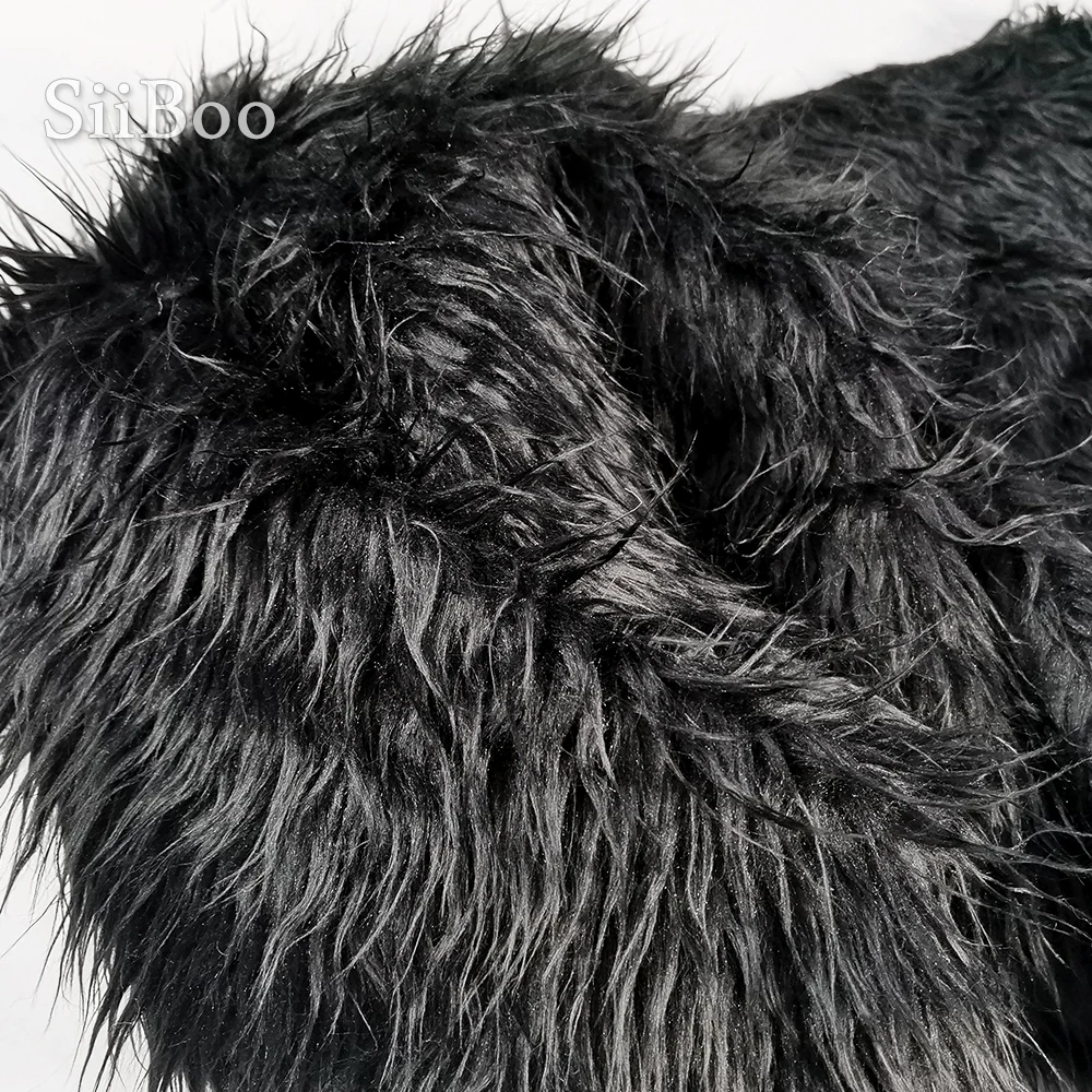 5cm Black long pile fluffy faux mongolian fur fabric newborn baby photography props fake tibet sheep fur tissu 150*50cm SP710