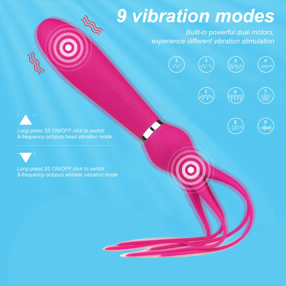 9 Frequency SM Whip Ddual-Motor Octopus Vibrator Clitoral Anal Plug Vibrator Massager Female Sex Toy For Men Adult Sex Shop