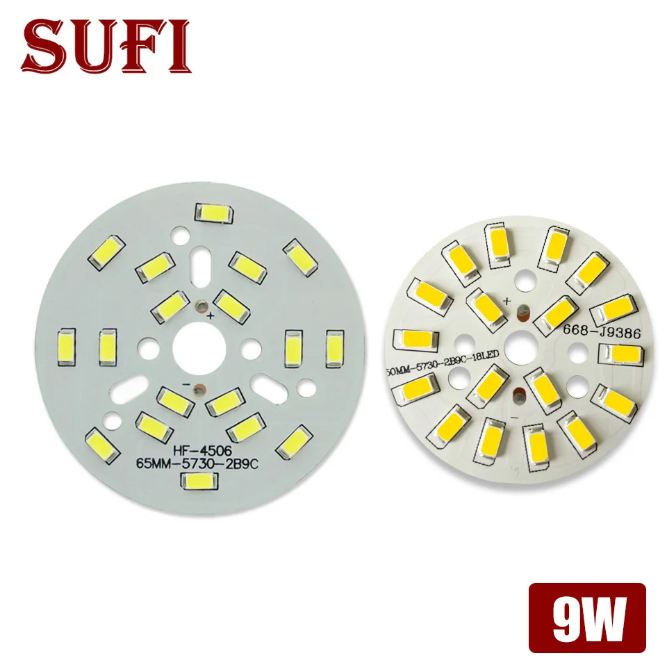 

5pcs 9W SMD5730 300mA LED PCB Panel Light Lamp Beads 50mm 58mm 65mm White Natural White Warm White Round Ceiling Lights