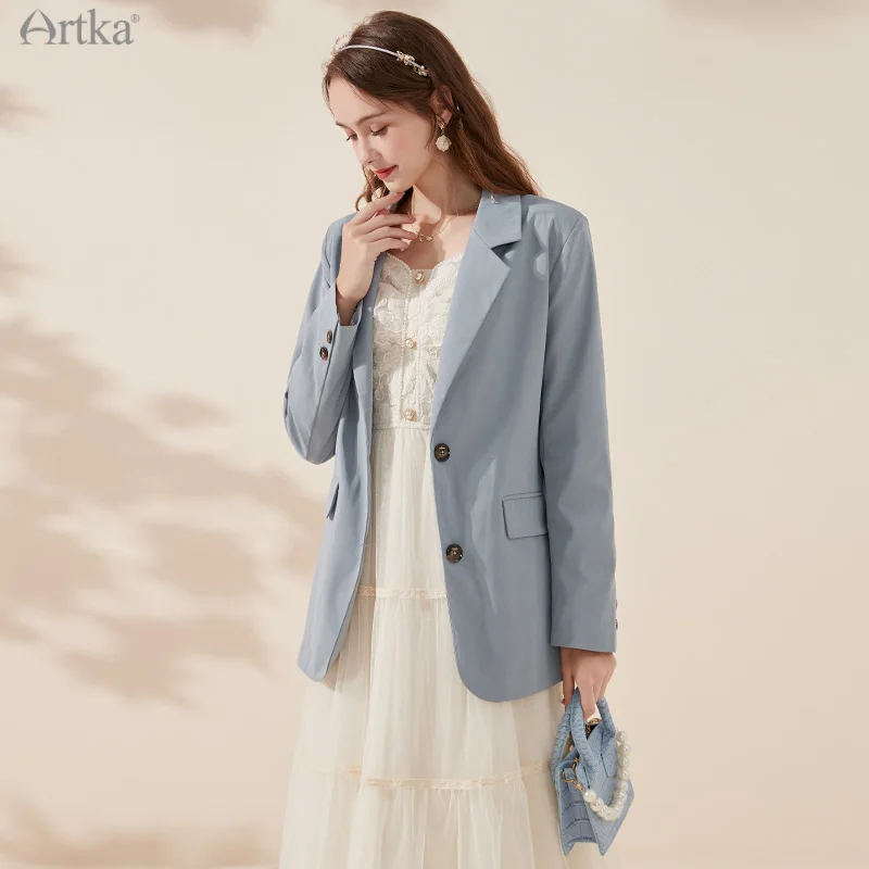 ARTKA 2022 Spring New Office Lady Blazers Fashion Casual OL Style Jacket Coat with Belt Loose Women Blazers and Jackets WA22015C