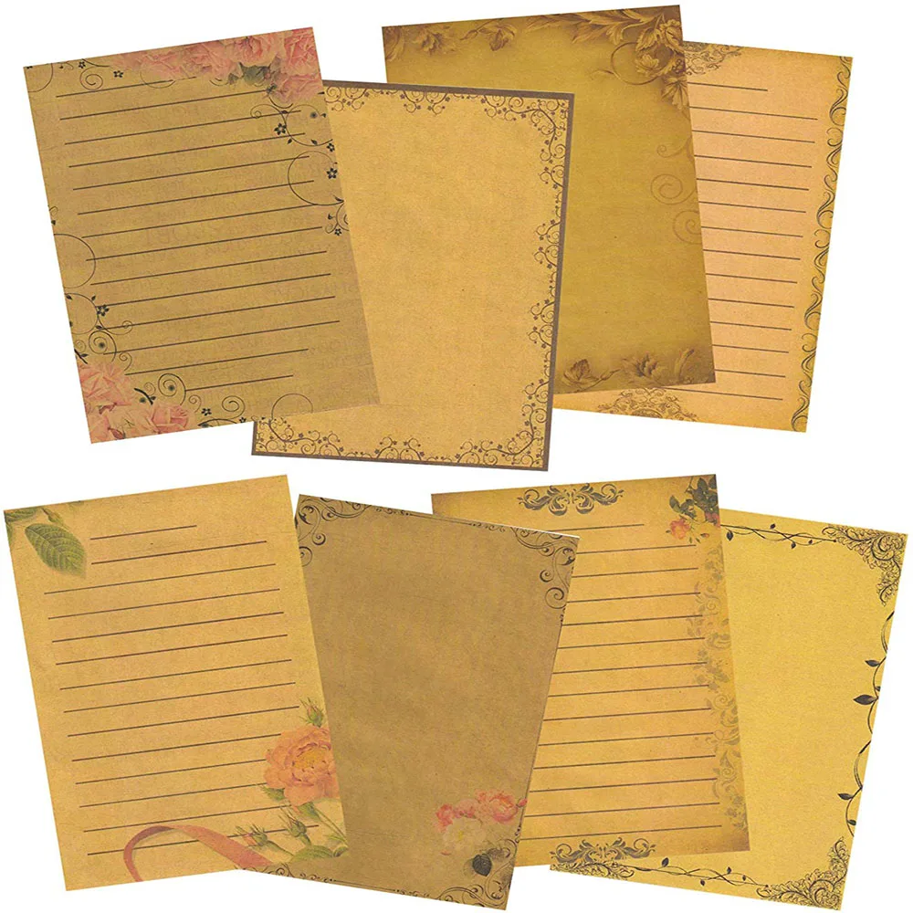 

8Sheets Vintage Kraft Paper Letter Stationery Paper Letter Old Fashioned Retro Brown Kraft Writing Paper School Office Suppliers