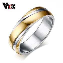 Vnox Wedding Rings for Men 316l Stainless Steel Jewelry 6mm Width Black/Rose Gold/Gold-color