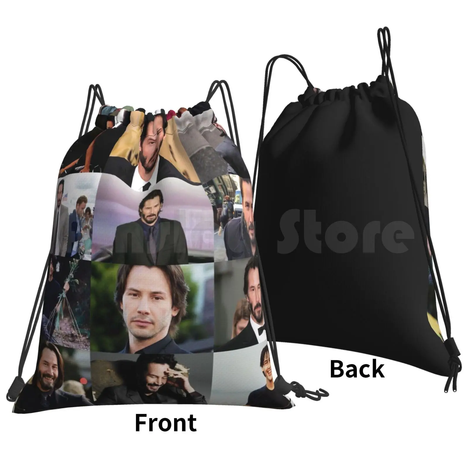 Keanu Reeves Collage Backpack Drawstring Bags Gym Bag Waterproof Keanu Reeves Keanu Reeves Actor Bill And Ted Ted John