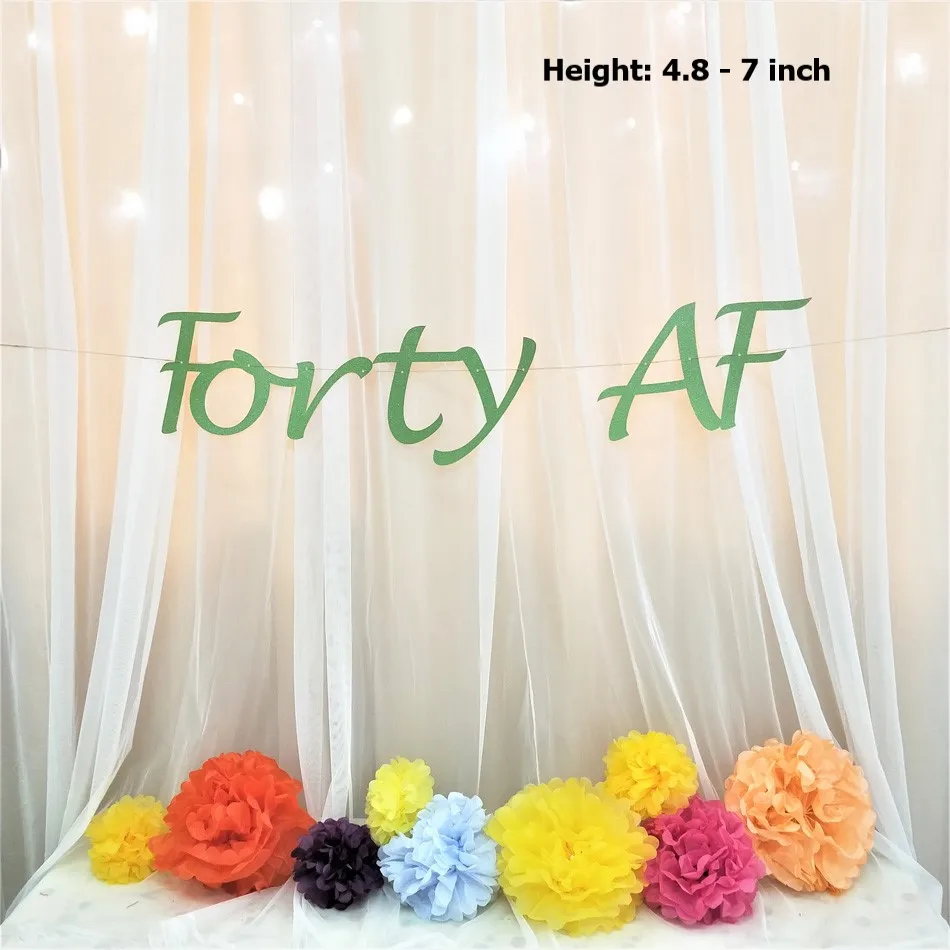 Forty AF Glitter Banner Letter Paper DIY Hanging Decorations Happy Birthday Party Decorations Photo Prop 40 Celebrate