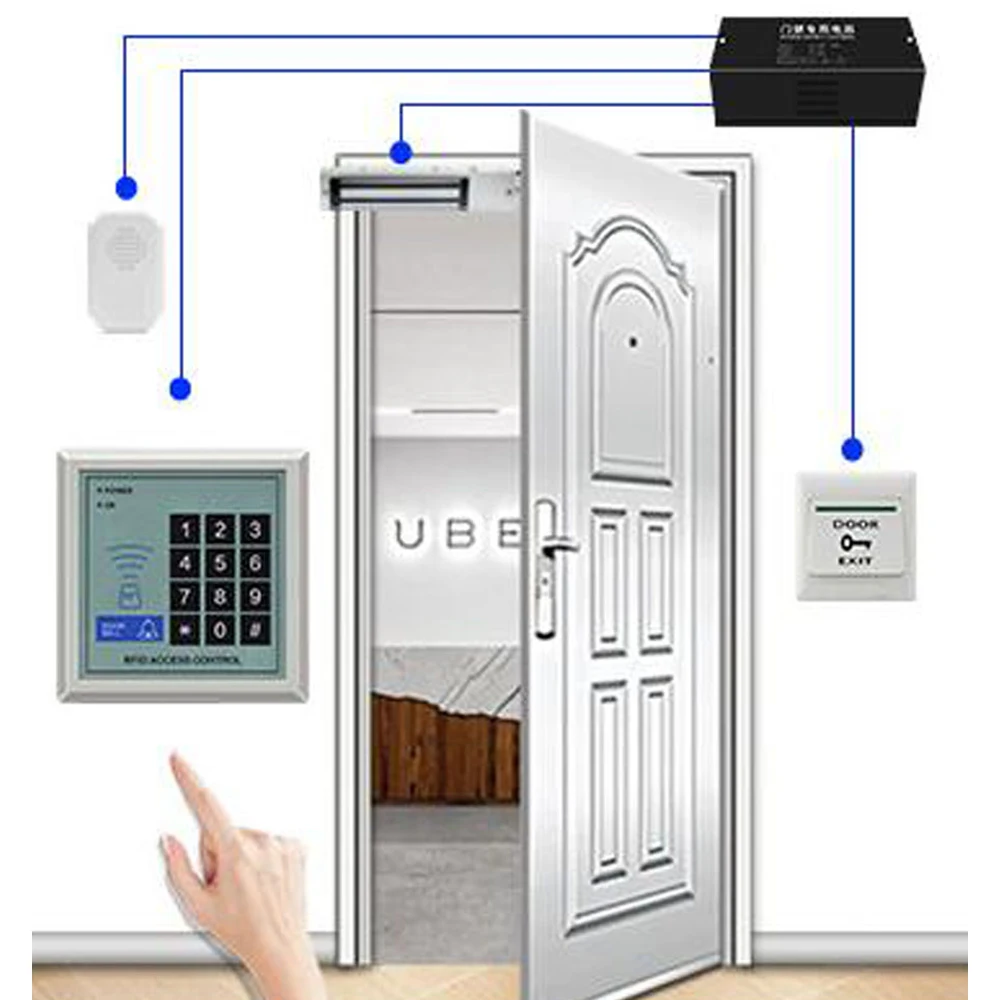 RFID Reader 125Khz Access Control Device Machine Security RFID Proximity Entry Door Lock Access Control System 1000 User