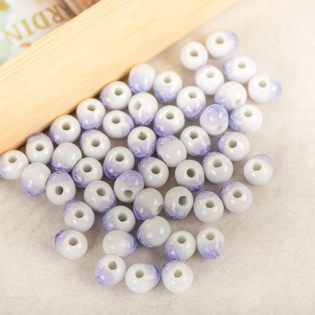 8# 100pcs Jingdezhen Ceramic beads  oblate  Yoga Procelain bead for jewelry making beads #IY222