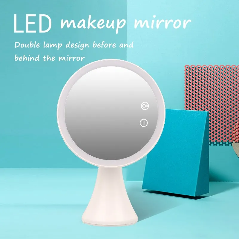 

LED Makeup Mirror Desktop With Lamp Stepless Dimming With Night Light Function Bedroom Makeup USB Fill Vanity Mirror