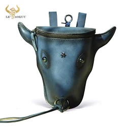 Luxury Original Real Leather men Design Fashion Hook Bum Small Waist Bag Fanny Waist Belt Pack Cigarette Case 6