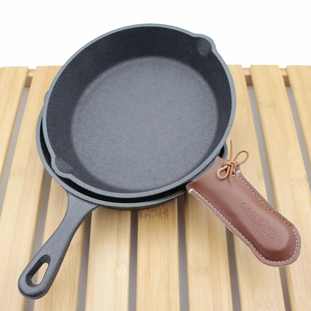 Outdoor Pot Hot Handle Leather Holder Iron Frying Pan Handle Cover Cast Iron Skillet Handle Covers Pot Anti-scald Leather Cover