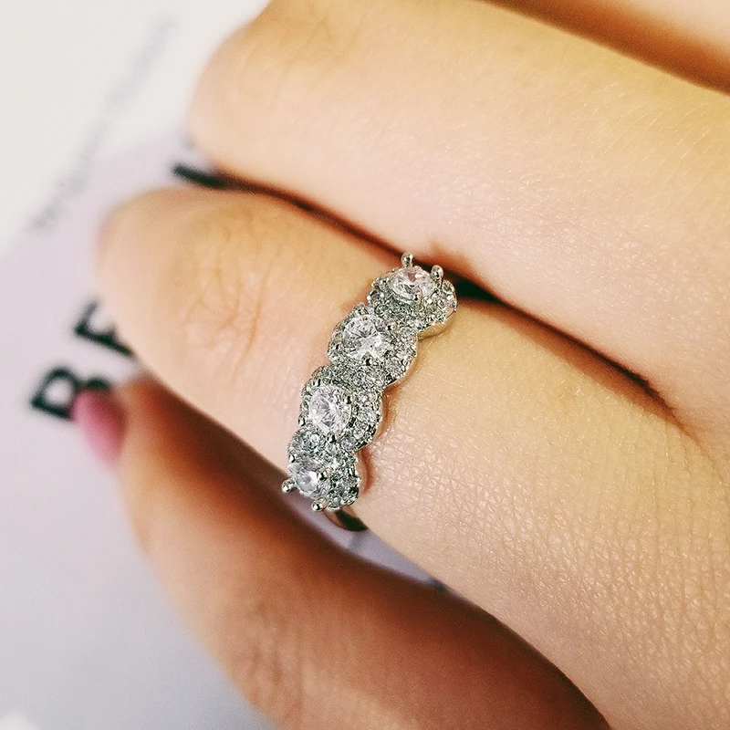 Fashion 925 sterling silver wedding eternity band rings for women Lady engagement party anniversary love jewelry girl gift