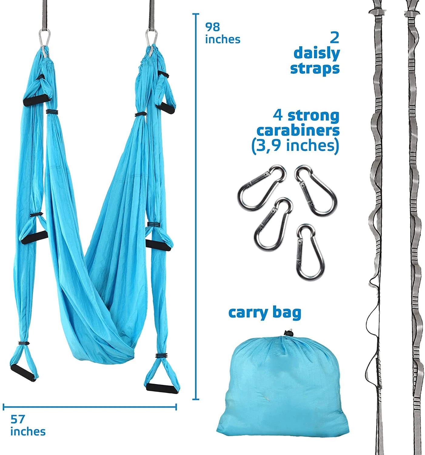 Aerial Yoga Swing with Extension Straps Antigravity Yoga Hammock Aerial Trapeze Sling  Inversion Tool for Home Gym Fitness