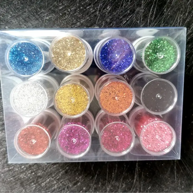 12 farben Pulver Schimmer Glitter 20G für Temporäre Tattoo Diamant Farbe Körper Diy Nagel Dekoration Kunst