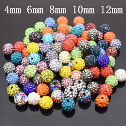 4 5 6 8 10 12mm Mixed Colors Rhinestone Crystal Ball Beads Spacer Beads For Jewelry Making Bracelet DIY Accessories