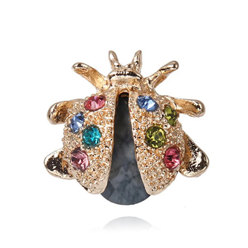 1 Piece 1.8*2.2 cm Color Cartoon Creative Beetle Brooch Alloy Diamond Women'S Insect Brooch Costume With Accessories