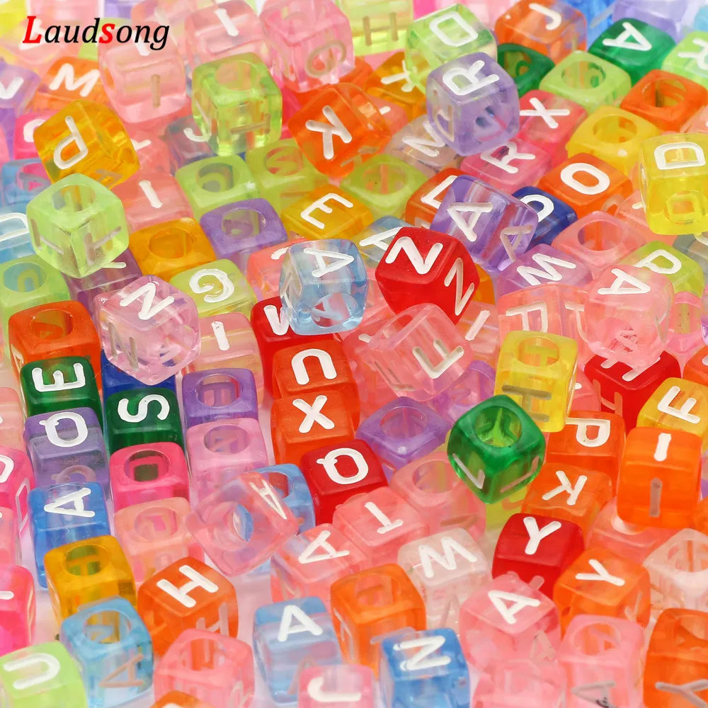 Mixed Letter Acrylic Beads Square Loose Alphabet Beads For Jewelry Making Diy Handmade Bracelet Necklace Accessories 6*6mm