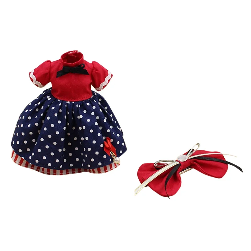 

ICY DBS Blyth doll licca body toy clothes bow knot red blue dress suit clothes