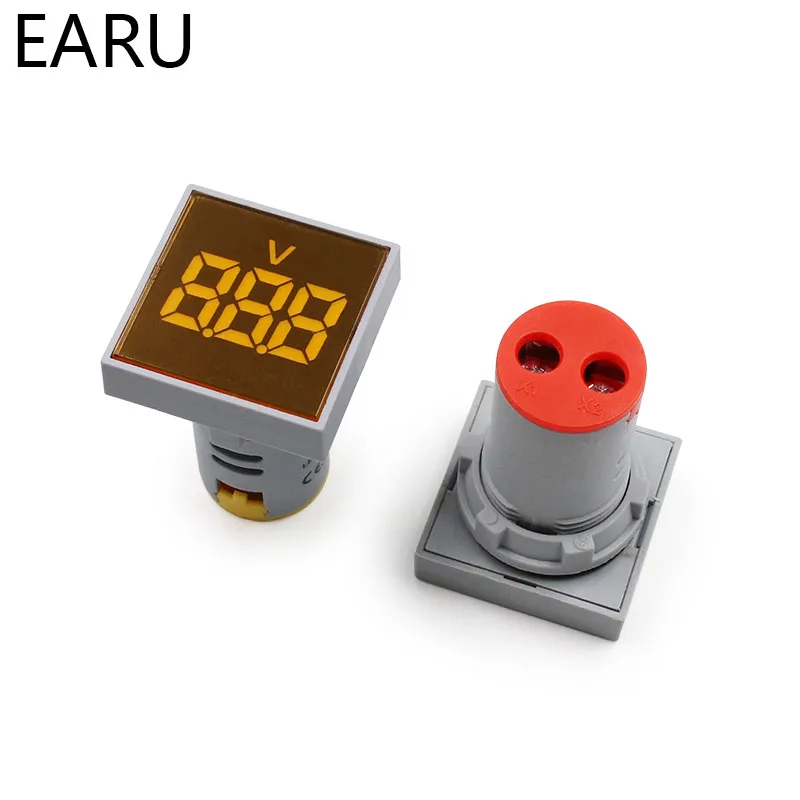 22mm Square DIY Mini Digital Voltmeter AC 12-500V Volt Voltage Tester Meter Monitor Power LED Indicator Pilot Lamp Light Display