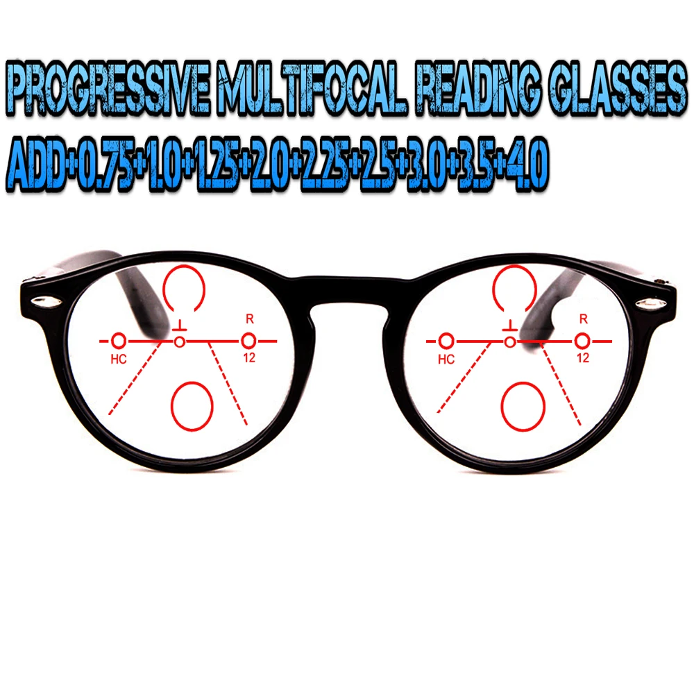 

Progressive Multifocal Anti Blu Light Reading Glasses Black Frame Men Women High Quality +1.0 +1.5 +1.75 +2.0 +2.5 +3 +3.5 +4