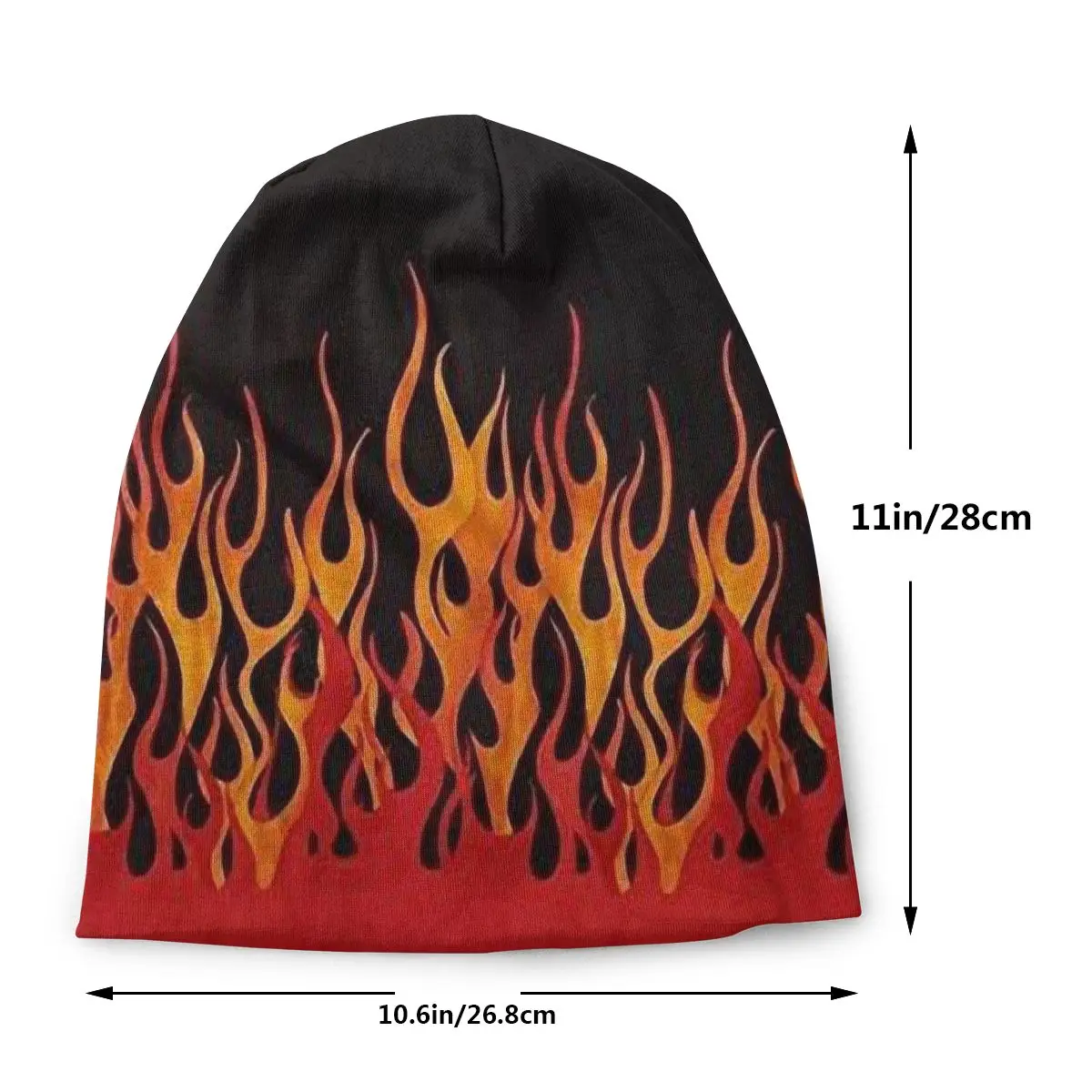 Orange Flames Fire Unisex Bonnet Winter Outdoor Double Layer Thin Hats For Men Women