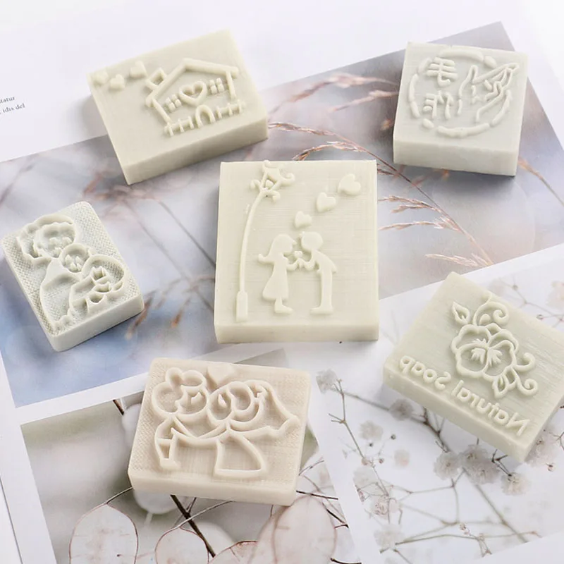 1Pcs Lucky Tree and Flower Pattern Mini Diy Soap Stamp Diy Handmade Soap Stamps White Resin Soap Chapter Personality