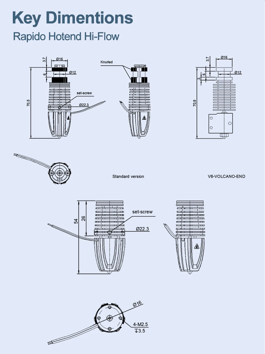 Trianglelab ® Rapido Hotend K500 Druckleistung bis zu 75mm³/s 115W Hochtemperatur 350°C für DDB Extruder Ender3 V2 CR10 V3 – Detail 11